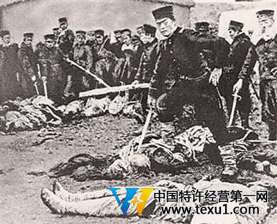 原文配圖：1894年11月21日，日軍屠城旅順的真實場景。