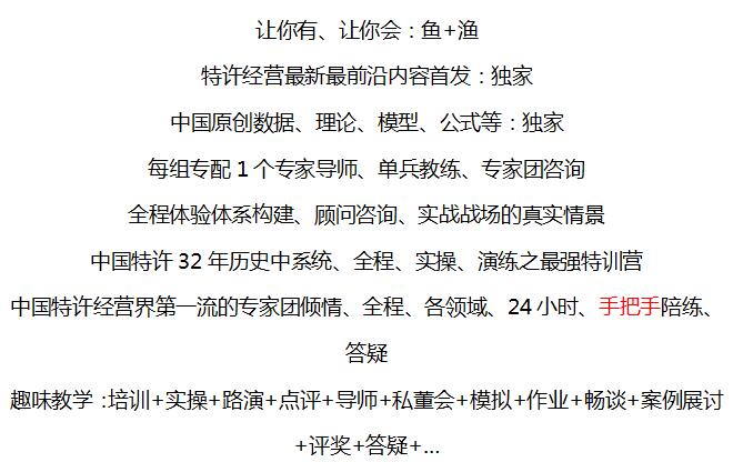 中國頂級(jí)獨(dú)家第1912季：中國特許&連鎖特訓(xùn)營